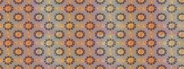 Seamless Floral Pattern in Raster illustration. Flowers on gray and beige colors.