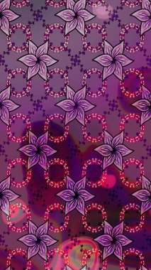 Mor ve kahverengi renkte çiçekler. Raster illüstrasyonu. Çizim çiçek deseni duvar kağıdı için kullanılabilir.