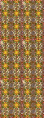 Düz Çiçek Elementleri Tasarımı. Çiçekli eskiz çizimi. Renkli Yaz Temalı eskiz kalıbı. Kahverengi ve bej renkli çiçekler.