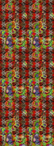 Raster illüstrasyonu. Raster illüstrasyonu. Kırmızı ve kahverengi renkte çiçekler. Asya tekstil tarzında. Çiçek desenini çiz.