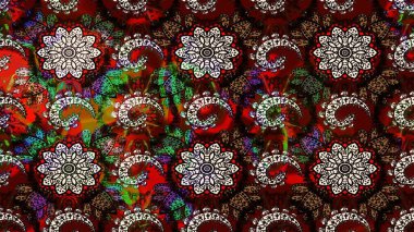 Raster illüstrasyonu. El çizimi. Çiçekli, yapraklı, çiçek desenli çizim..