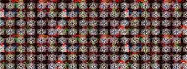 Siyah ve kahverengi renklerde. Taslak dekoratif arka plan, çiçek mandala. Raster illüstrasyonu. Çiçek..