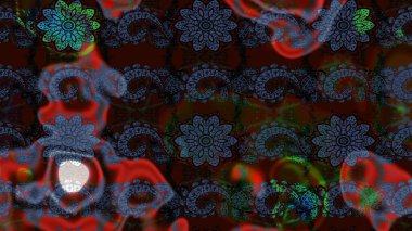 Kahverengi ve mavi renkli çiçekler. Raster illüstrasyonunda çiçek deseni çizimi.