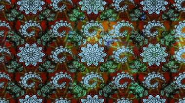 Raster illüstrasyonu. Eski usul. Kumaş, tekstil, duvar kağıdı baskısı için. Miles Fleur, süslü püslü bir süs. Eskiz geçmişi. Tomurcukları papatya çiçekleri olan sevimli bir çiçek deseni..