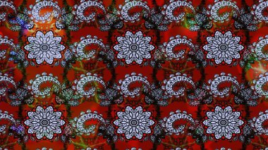 Küçük çiçekli yay deseni çiz. Suluboya stilinde kırmızı ve siyah renklerde. Raster illüstrasyonu.