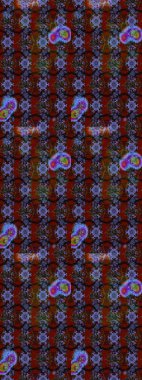 Kahverengi ve kırmızı renkte çiçekler. Çiçek desenli çizim. Raster illüstrasyonu. Raster illüstrasyonu. Asya tekstil tarzında.