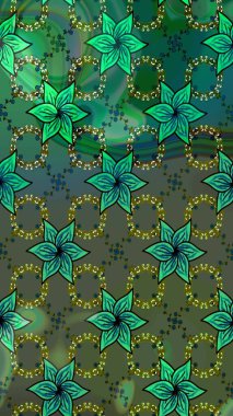 Raster - stok. Suluboya, elle çizilmiş. Eskiz arkaplan modeli. Vadinin çiçekleri yeşil ve mavi renklerde.