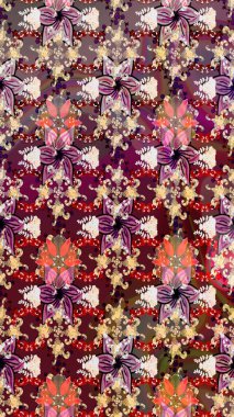 Tekrar eden çiçek arkaplanı, zarif kahverengi ve bej çiçekli duvar kağıdı. Kahverengi ve bej renklerde çiçek desenleri, el yapımı papatyalar, papatyalar..