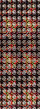 Raster Güzel kumaş deseni. Raster suluboya deseni, narin çiçekler, siyah ve kahverengi çiçekler, tebrik kartı şablonu..