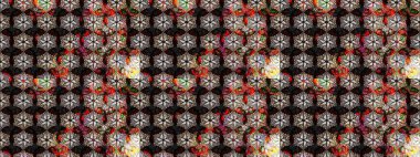 Siyah ve kahverengi renkte çiçekler. Nazik, sevimli çiçek arkaplanı. Raster çiçek desenli ve çiçekli..