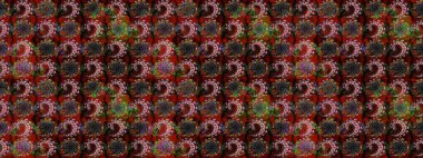 Raster Yumuşak kumaş deseni. Çiçeksel kahverengi ve siyah eskiz deseni. Klasik taslak çizimi. Raster çiçek izi..