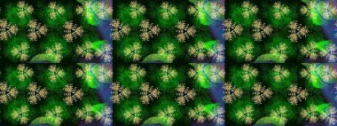 Çiçek ve yapraklı karalama şeklinde Raster çiçek deseni. Raster illüstrasyonu. Yeşil ve mavi renklerde bahar çiçekleri..