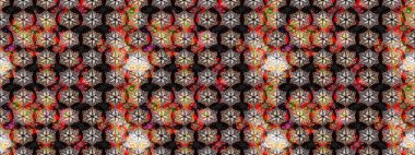 Güzel kumaş deseni. El çizimi. Raster illüstrasyonu. Çiçekler, dallar, otlar ve çiçekler.