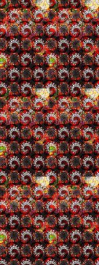 Çiçekli çiçek deseni, suluboya. Düz Çiçek Elementleri Tasarım Raster illüstrasyonu. Siyah ve kırmızı renkte çiçekler. Renkli Bahar Teması çizim şablonu.