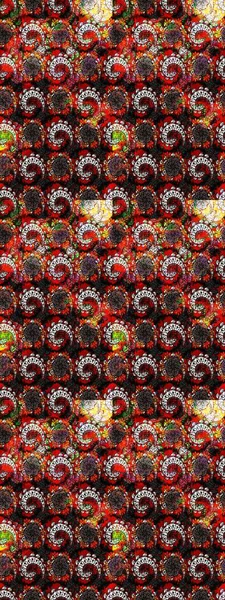 Çiçekli çiçek deseni, suluboya. Düz Çiçek Elementleri Tasarım Raster illüstrasyonu. Siyah ve kırmızı renkte çiçekler. Renkli Bahar Teması çizim şablonu.