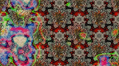 Raster illüstrasyonundaki çiçek desenli çizim. Gri ve nötr renkte çiçekler.