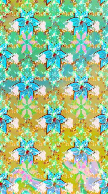 Raster Moda kumaş deseni. Çizgi çizimi kalıbı. Şirin çiçekler..