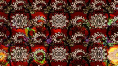 Düz Çiçek Elementleri Tasarımı. Siyah ve kırmızı renkte çiçekler. Sevimli çiçek raster deseni. Renkli Bahar Teması çizim şablonu.