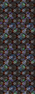 Flat Flower Elements Design. Flowers on black and gray colors. Cute flower raster pattern. Sketch Colour Spring Theme sketch pattern Background.