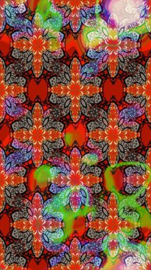 Yumuşak, yaz çiçekli arka plan. Çiçekli karalama şeklinde Raster çiçek deseni. Kırmızı ve kahverengi renkte çiçekler.