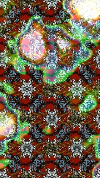 Üzerinde gelincikler ve vadi zambakları olan renkli çiçek desenli nakış deseni. Tekstil tasarımı için geleneksel Raster çiçek buketi yeşil ve kahverengi renkler.