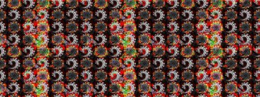 Düz Çiçek Elementleri Tasarımı. Renkli Bahar Teması eskiz kalıbı. Siyah ve gri renkli çiçekler. Raster illüstrasyonunda çiçek deseni çizimi.