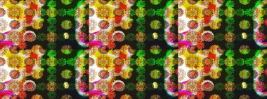 Gri ve kahverengi renkli çiçekler. Kumaş desenli papatya çiçekleri ayrıntıları.