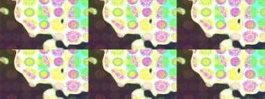 Çiçeksiz desenli arka plan. Kahverengi ve yeşil renkli çiçekler. Tişört baskısı için çiçek boyama rasteriName.