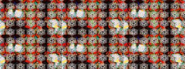 Raster illüstrasyonu. Güzel kumaş deseni. Hoş bir çiçek geçmişi var. Küçük çiçekte çizim deseni.