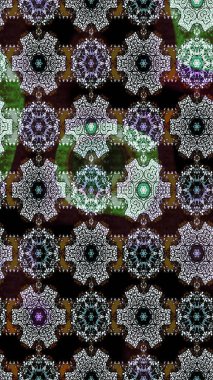 Raster illustration. Gentle, summer floral on black and gray colors. Raster floral pattern in doodle style with flowers.