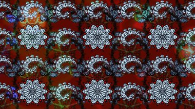 Renkli çizim kalıbı. Kırmızı ve siyah renkli şirin tekstil tarzında. Çiçek arkaplan. Raster illüstrasyonu. Çiçek duvar kağıdı.