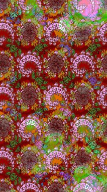 Raster illustration. Floral pattern. Flourish ornamental spring garden texture. Flower sketch background.