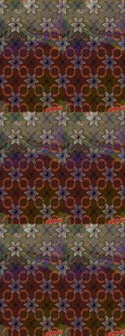 Kahverengi ve gri renkte etnik çiçeklerle süslenmiş zarif bir eskiz deseni. Asya Tekstil 'inde Raster Çiçek İllüstrasyonu.