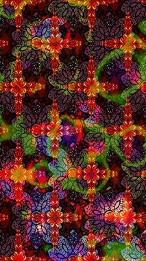 Küçük çiçekteki sevimli çiçek deseni. Raster illüstrasyonu. Kahverengi ve siyah renkte çiçekler.