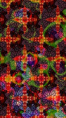 Küçük çiçekteki sevimli çiçek deseni. Raster illüstrasyonu. Kahverengi ve siyah renkte çiçekler.