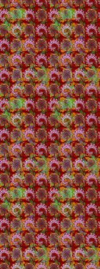 Raster illüstrasyonu. Kırmızı ve kahverengi renkte çiçekler. Çizim çiçek deseni duvar kağıdı için kullanılabilir.