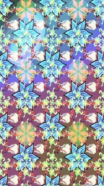 Mavi ve nötr el çizimi desen. Karalama çiçekleri kusursuz desen. Raster deseni. Sanat ilham verici ve nötr stil çiçekler ve arka plan bırakır.