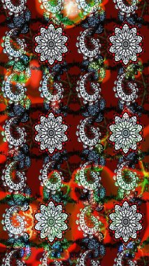 Düz Çiçek Elementleri Tasarımı. Renkli Yaz Temalı eskiz kalıbı. Modaya uygun kumaş deseni. Sevimli çiçek raster deseni.