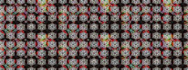 Çiçek deseni. Şatafatlı bahar bahçesi dokusu. Raster illüstrasyonu. Siyah ve gri renkli çiçekler. Siyah ve gri renkte çiçek çizimi.