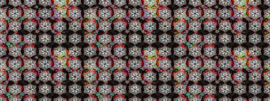 Çiçek deseni. Şatafatlı bahar bahçesi dokusu. Raster illüstrasyonu. Siyah ve gri renkli çiçekler. Siyah ve gri renkte çiçek çizimi.