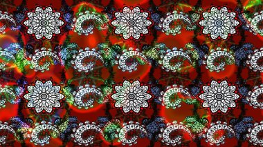 Kırmızı ve siyah çiçekli eskiz deseni, suluboya çiçek deseni, sevimli çiçek, duvar kağıdı, kart veya kumaş için fayanslı. Raster - stok.