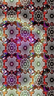 El çizimi. Raster illüstrasyonu. Çiçekli, yapraklı, çiçek desenli çizim..