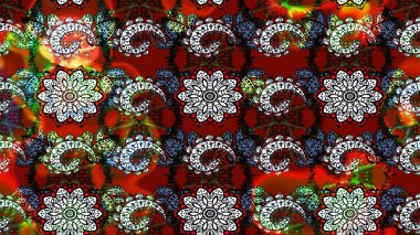 Küçük çiçekteki sevimli çiçek deseni. Kırmızı ve siyah renkte çiçekler.