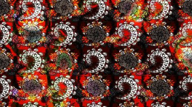 Raster illüstrasyonu. Çiçekli karalama şeklinde Raster çiçek deseni. Nazik, yaz çiçekleri siyah ve kahverengi renklerde.