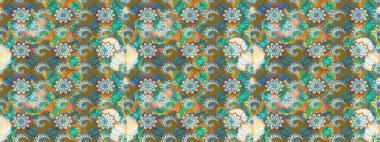 Eskiz klasiği. Raster Şirin kumaş deseni. Düz Çiçek Elementleri Tasarımı. Renkli Bahar Teması çizim şablonu.