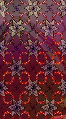 Süslü kumaş deseni. Raster illüstrasyonundaki çiçek desenli çizim. Düz Çiçek Elementleri Tasarımı. Renkli Bahar Teması çizim şablonu.