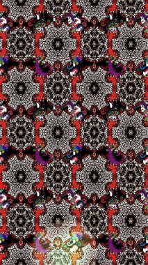 Siyah ve nötr renklerde çiçekler. Düz Çiçek Elementleri Tasarımı. Renkli Bahar Teması eskiz kalıbı. Raster illüstrasyonunda çiçek deseni çizimi.