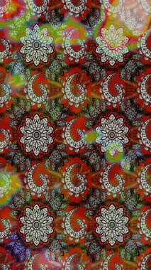 Renkli grunge, soyut arkaplanı kologri ve kahverengi çiçeklerle süslüyor. Parmak izi, kumaş, duvar kâğıdı, tekstil için raster dokusu. Nakış desenli çiçek deseni..