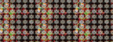 Sevimli çiçek raster deseni. Düz Çiçek Elementleri Tasarımı. Siyah ve kahverengi renkte çiçekler. Renkli Yaz Teması çizim şablonu.