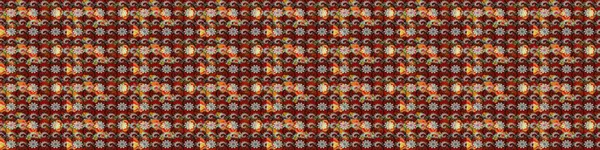 Raster illüstrasyonundaki çiçek desenli çizim. Suluboya tarzında kahverengi ve kırmızı renkte çiçekler.